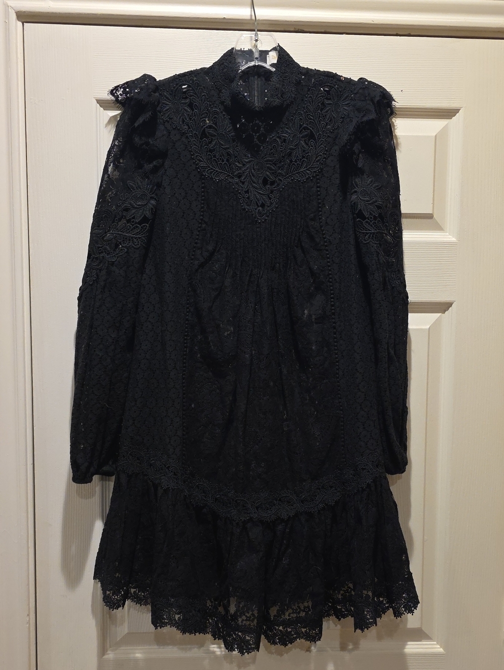 Zimmermann Black Lace Long-Sleeve Mini Dress